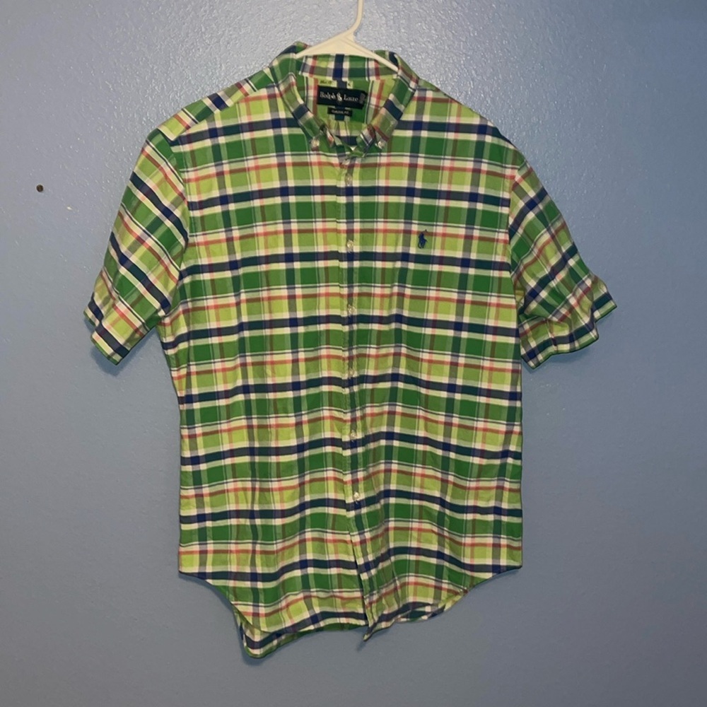 Polo Ralph Lauren Classic Fit Button Down Madras Shirt L Short Sleeve. AA